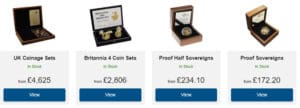 bullion by post proof coins and set 1