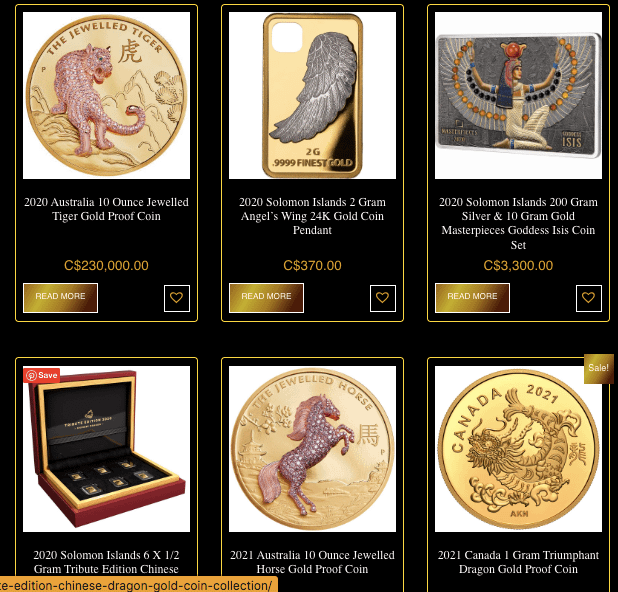 Art in Coins Gold Products 