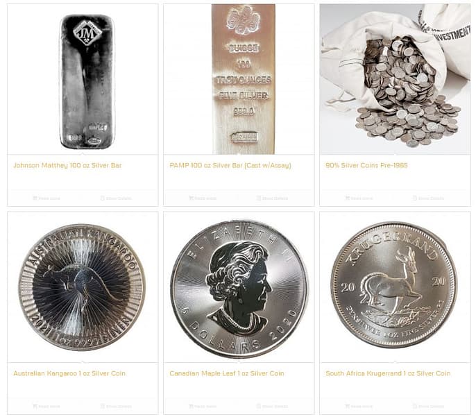 silver coin and bars
